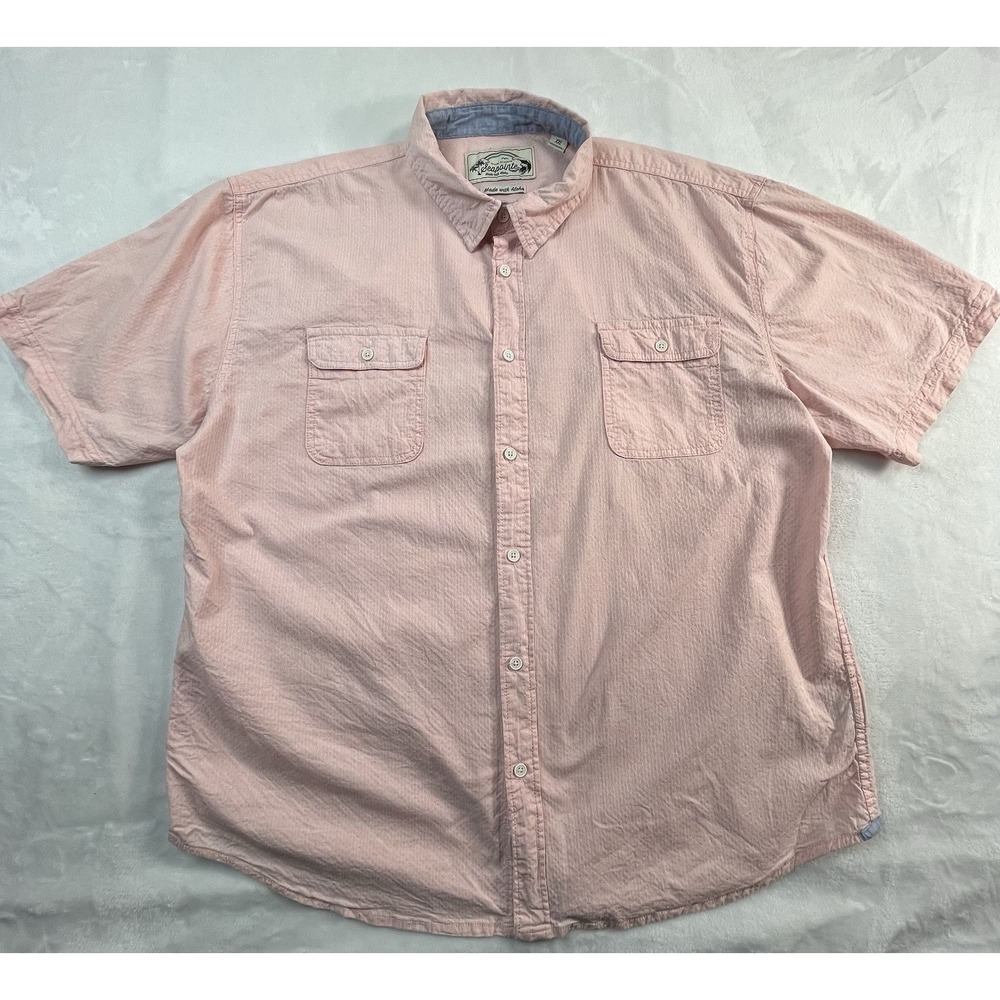 Seapointe Mens XXL Button Front Shirt Pink Cotton Blend Short Sleeve‎